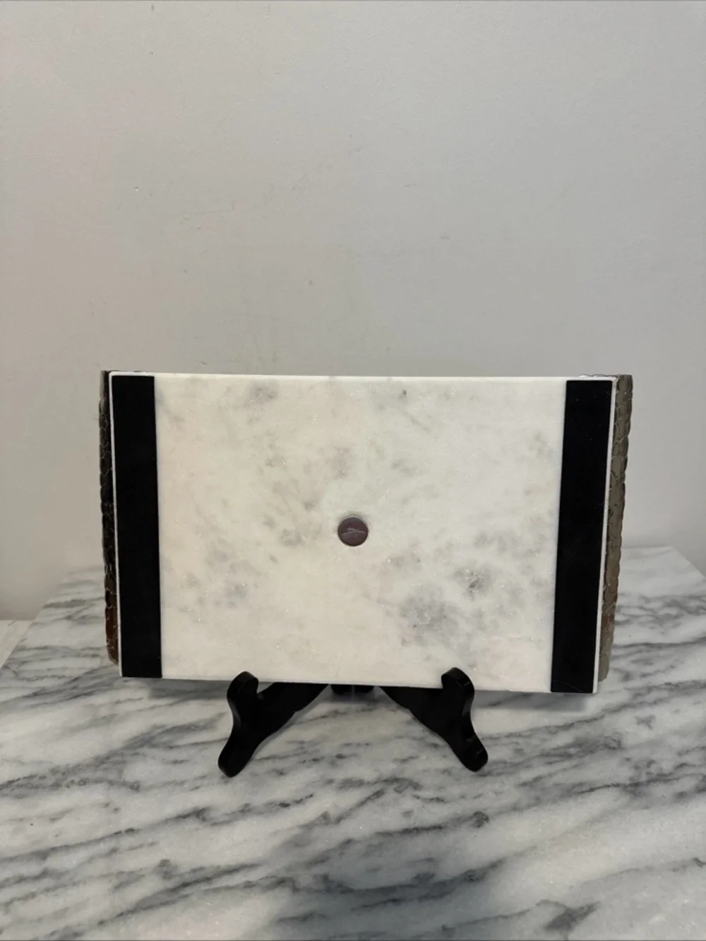 Michael Aram White Marble and Silver Accent Cheese/Serving Board